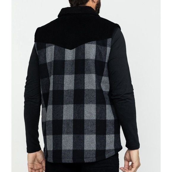 NWT Moonshine Spirit Countryman Vest Mens Large  Sherpa Lined Wool Buffalo Check - Picture 3 of 11